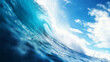 © Dmitriy - The ocean wave rolls powerfully, creating a stunning display of white spray against the vivid blue backdrop