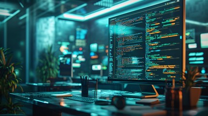 digital AI data office background with information	