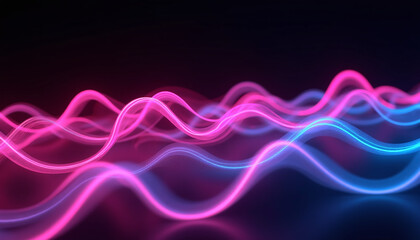 a wave of light on a black background with a blue and pink wave