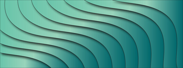 Aufkleber -  Wavy Abstract Paper Cut 3D Layered Luxury background. Wavy glowing light and dark backdrop. Striped 3D Texture - Background Illustration, Vector.