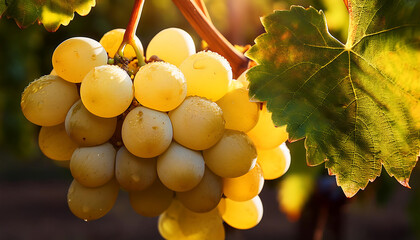 Wall Mural - white grapes still vine