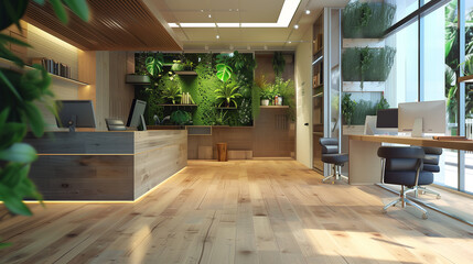 Wall Mural - a modern eco friendly office interior design concept