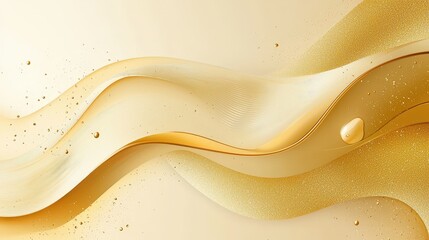 Poster - Golden wave patterns gracefully blend into a soft backdrop, conveying a serene and luxurious aesthetic perfect for various design applications