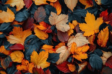 Wall Mural - Flatlay autumn maple leaves leaf nature maple leaf.