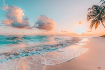 Poster - Serene tropical beach sunset scene