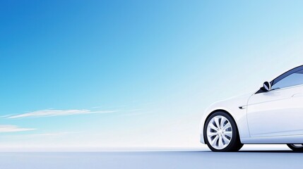 Modern White Car on Asphalt Roadway