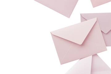 Wall Mural - pale pink and white cutout envelopes are placed randomly, with copy space to the left.