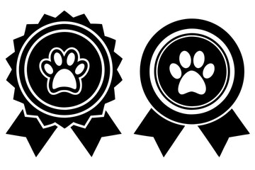 Wall Mural - badges ribbons with paw silhouette vector