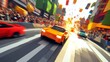 © Jakkarin - Futuristic Cube Racing Track with Pixelated Cars in 3D Simulation