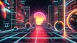 © Ecleposs - Neon Grids and Geometric Shapes in a Glowing Retro-Futuristic Sci-Fi World