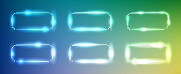 Poster - Set of six neon frames with shining effects