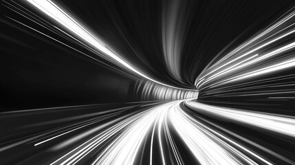 Wall Mural - Line art illustration of light trails within a tunnel Artistic image capturing the effect of long exposure photography in a tunnel setting