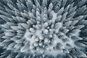 Sticker - Snow covered evergreen trees after a winter blizzard outdoors nature forest.