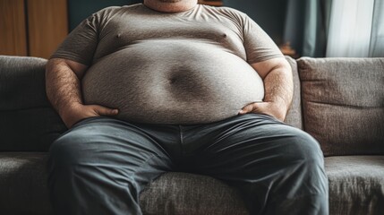 A man sits casually on a couch, embodying comfort and relaxation in a cozy living room, embracing a peaceful moment at home