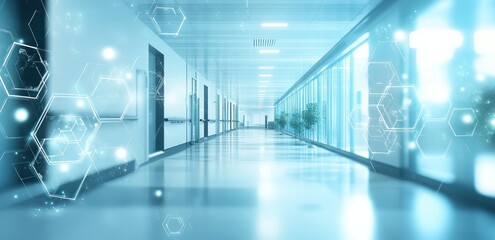 Sticker - Modern Hospital Corridor with Futuristic Technology