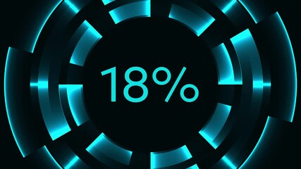 Wall Mural - motion graphics video clip in bright blue colors looped 0 to 100 percent animated