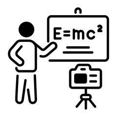 Poster - Physics lecture icon in linear style