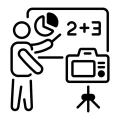 Poster - Lecture recording icon in outline style