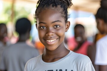 Portrait of a young African American female volunteer at community center