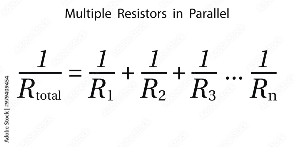 Resistors in Parallel Formula on the white background. Education. Science. School. Formula. Vector illustration.