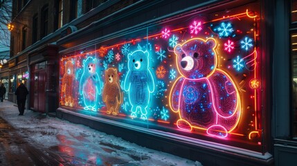 Wall Mural - Craft a neon display of Arctic symbols, featuring illuminated polar