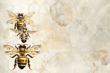 Canvas Print - Bees hexagon invertebrate bumblebee andrena.