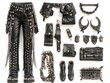 © supansa - Edgy punk fashion collection featuring leather pants, accessories, and footwear, ideal for bold style statements.