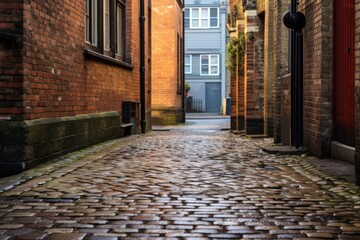 Poster - Empty footpath cobblestone building street.  Image by rawpixel.