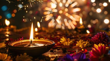 Canvas Print - Diwali light and firework celebration