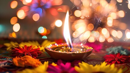 Poster - Diwali light and firework celebration