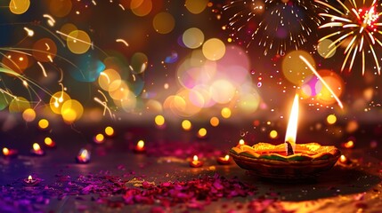 Canvas Print - Diwali light and firework celebration