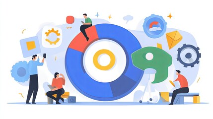 Minimalistic SERP feature artwork with wide blank spaces reserved for text or additional design elements. 