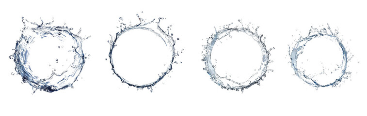 Dynamic water splash rings captured against a transparent background showcasing the beauty of fluid motion