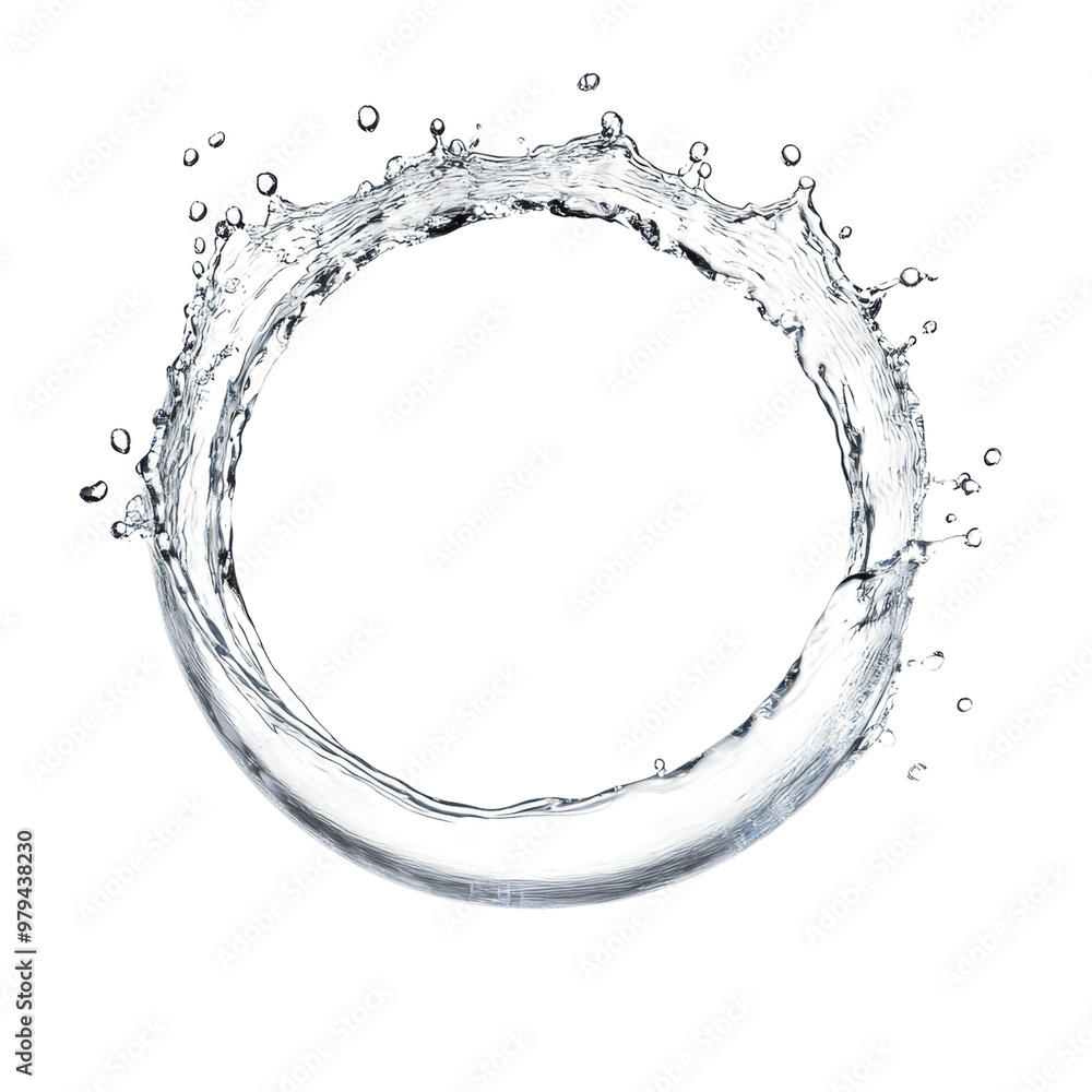Water splash forming a circular shape on a transparent background ...