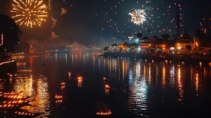 Sticker - Diwali light and firework celebration