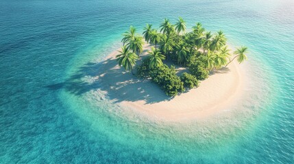 A 3D illustration of a tropical paradise island surrounded by clear ocean waters, perfect for vacation getaways.