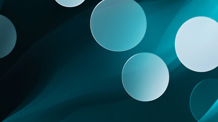 Poster - Gradient from deep blue to vibrant teal, with minimalist circles in light gray and translucent white gently floating across the abstract background.