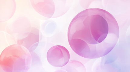 Poster - Gradient from light pink to soft lavender, featuring translucent circles of varying opacities, softly floating across the abstract, minimalist background.