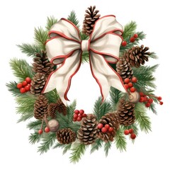 Poster - Christmas wreath christmas ribbon plant.