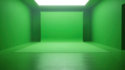 A green room with a green wall and a green floor