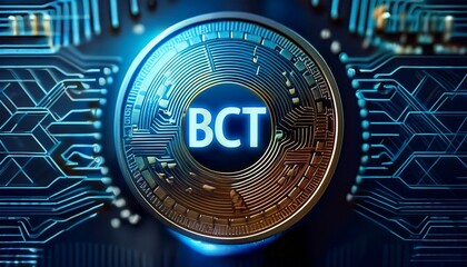 Wall Mural - BCT Blockchain Certificate Token is an important digital coin based on blockchain technology