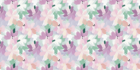 Wall Mural - a fun-loving and dreamy abstract pattern of azaleas painted in a naive impressionistic style with gouache