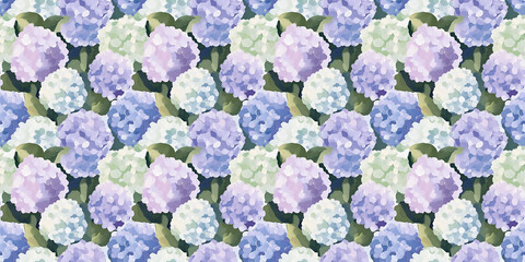 Wall Mural - a fun-loving and dreamy abstract pattern of hydrangeas painted in a naive impressionistic style with gouache