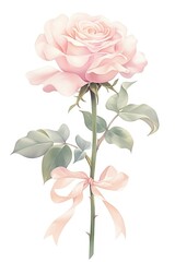 Sticker - Delicate pink rose illustration