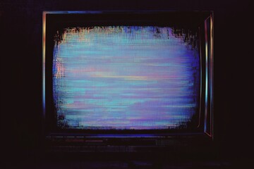 Vintage tv with a no signal screen and white noise error, isolated on black. Abstract creepy background.