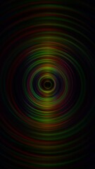 Sticker - Abstract Colorful Neon Concentric Circles on Dark Background