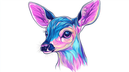 Wall Mural - Colorful deer head portrait with artistic brushstrokes