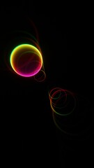 Sticker - Abstract Neon Light Circles on Black Background