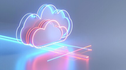 Sticker - A modern, neon-style cloud graphic with vibrant colors, representing technology, innovation, and digital connectivity.