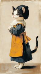 Poster - Animal cat clothing painting.